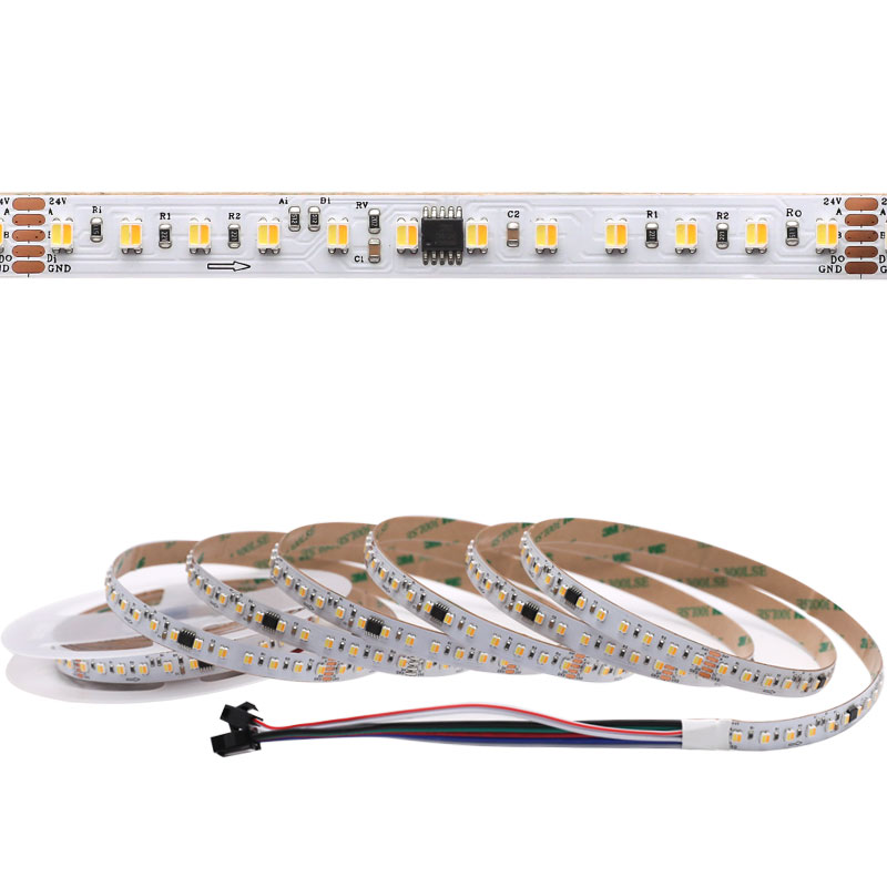 DMX512 CCT/WWA White Adjustable Digital LED Strip, High Density 120LEDs/m